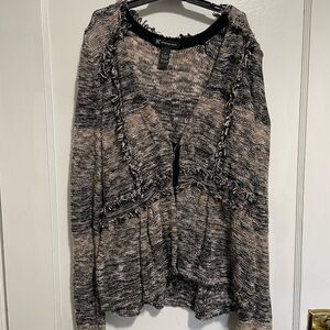 INC International Concepts Black and Cream Knit Sweater, Size Medium